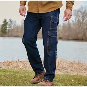 Liberty‎ Blues Cargo Jeans Women 48x38 Dark Wash Utility Workwear Gorpcore